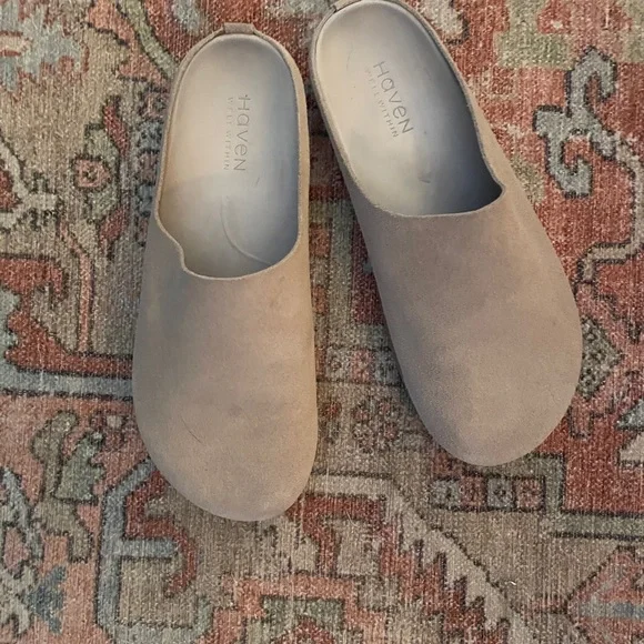 Beige Suede Clogs/Mules - Picture 3 of 7